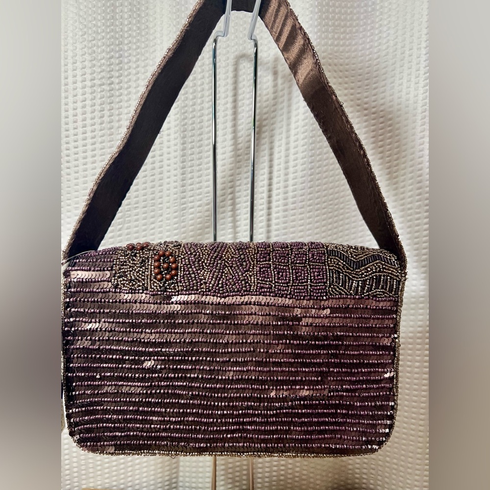 Viral Beaded Shoulder Bag in Purple and Brown - Picture 6 of 9